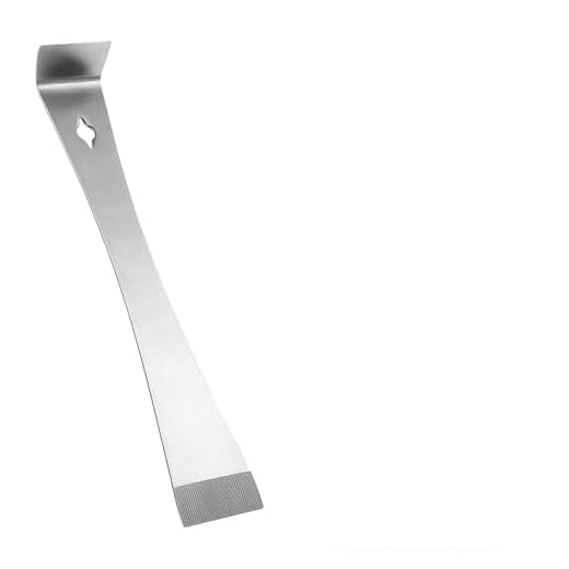 7 Inch Stainless Steel Pry Bar Scraper - Multi-Purpose Crowbar for Prying Pulling Lifting - Flat Angled Edge Scraper Tool for Paint Adhesive Removal - Non-Slip Grip Baseboard Trim Removal Tool