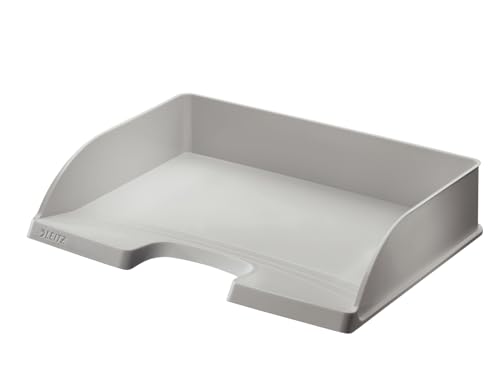 Leitz Briefkorb Querformat A4, 5er Pack, Briefablage in Premium-Qualität, Stapelbare Ablagefächer als Schreibtisch-Organizer, Kombinierbar mit Plus-Serie, Grau, 52180085
