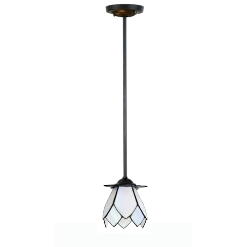 Lampe Suspendue Tiffany White Lotus lustre plafonnier Art Deco blanc