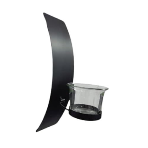 Fenteer Wall Iron Art Candle Holder Modern Creative with Glass Cup Wall Decor Candle Sconce for Home Fireplace Dining Room Decoration