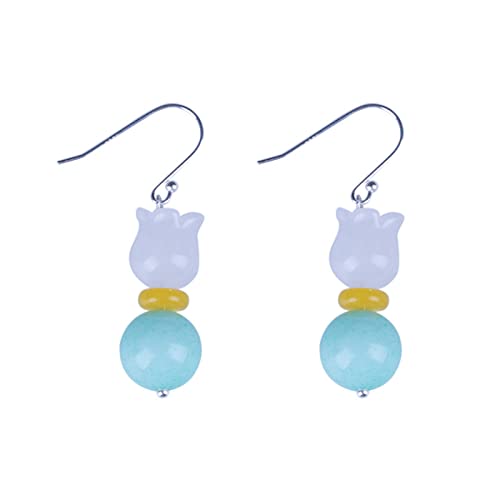 Boucles d'oreilles en Argent S925 style chinois avec pendantes fleurs