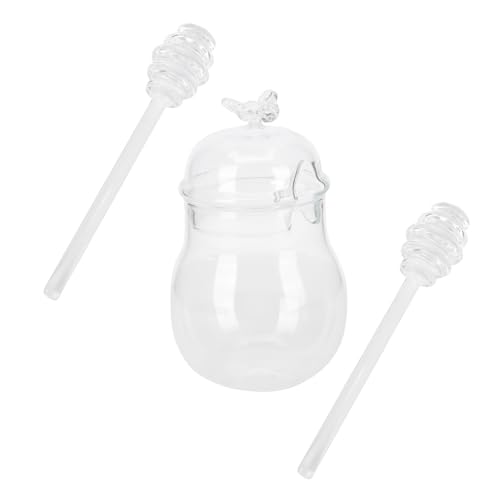 NAMOARLY 1Set Kitchen Honey Storage Jar Transparent Honey Pot with Stirring Rod Sealed Container for Freshness for Home Food Storage and Juice Jar Use