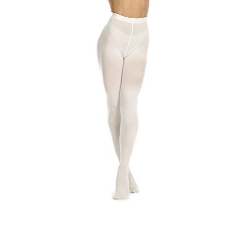 Frola Women's 80 Denier Soft Semi Opaque Solid Color Footed Pantyhose Tights (Large-X-Large, Cream) #TOP1