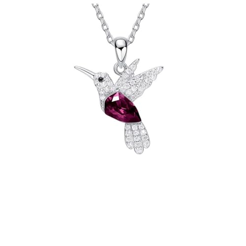 La Mejor Recopilación de Collar Morado los más solicitados. 42 Mayfer | Collar de plata esterlina .925 para mujer con dije de colibrí decorado con cristal austriaco - Color morado