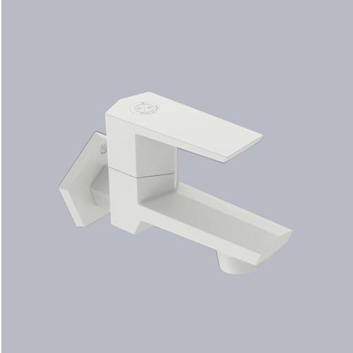 Image of RN PTMT Bib Cock for Bathroom | 15mm Foam Flow Water Tap with Flange | Luxury G20 Series Faucet | High-Grade Engineering Polymer Tap (White, Pack of 1)