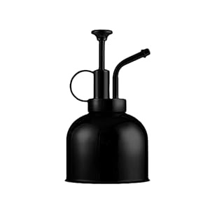 Plant Mister spuitfles, 300 ml roestvrijstalen plantenspruiter gieter met bovenpomp, bloemenplanten gieter, metalen plantenspuitfles voor binnen vensterbank, orchideeën, luchtplanten (zwart)