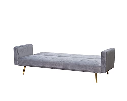 Kingway Sf-6005 Convertible Futon, Velvet Couch Sofabed, L76,W37.8,H22.8, Gray Sleeper #TOP2