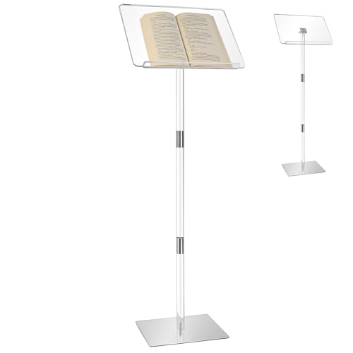 Podium Stand, Lecterns & Podiums, Acrylic Adjustable Angles with Metal Base, Podium for Church,...