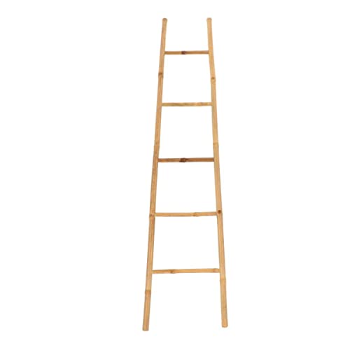 TENDANCE - Echelle Porte Serviettes PM Evasée 5 Barreaux 100% Bambou - Bambou - Salle de Bain - Petit Mobilier