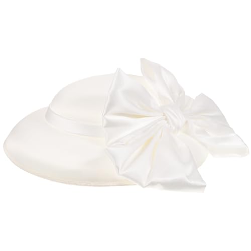Chapeau de mariée blanc de style melon en satin avec confection haut de gamme