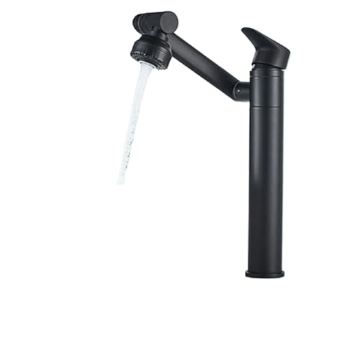 Grifo de lavabo Degree, mezclador de baño y cocina, aireador, grifo negro 2 en 1, grifería gourmet calefactada.(Black-High)