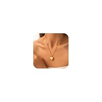 GLUBU Heart Pendant Necklace for Women Puffy Heart Necklace Simple Gold Necklaces for Women 14K Gold Plating Pendant Necklaces Mothers Day Valentines Day Gifts Trendy Jewelry