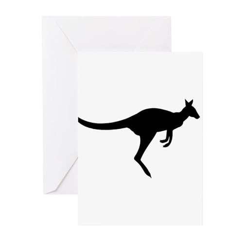 CafePress Vintage Australian Kangaroo Black S Greeting Cards Greeting Card (20-pack), Note Card with Blank Inside, Birthday Card Matte