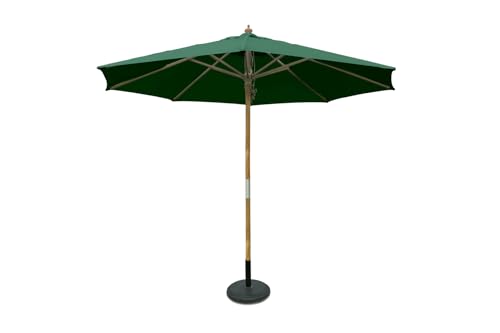 SiMPO LIFESTYLE Sonnenschirm 250 cm Holz-Sonnenschirm Marktschirm Gartenschirm Terrassenschirm Rund UV50+ (Grün, 2.5m)