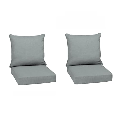 Image of Arden Deep Seat Outdoor Chair Cushion Set (2-Pack), 24 in x 24 in, Weather-Proof, Rain-Proof, Fade Resistant Patio Cushion Set for Chair, Sofa, and Couch Stone Grey Leala