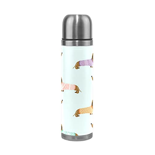 Dachshund Dogs Pattern Art Botella de agua de acero inoxidable con aislamiento al vacío Termo de 500 ml de viaje Sport…