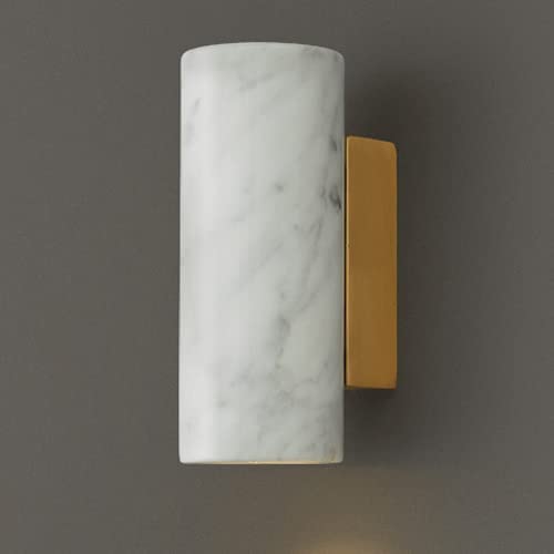 KBUUKYYXouy Wall Light Cylinder Marble Wall Mount Lighting Fixture, Indoor Decoration Wall Sconce Lamp Contemporary Brass Finsih Wall Sconces for Bedroom Headboard (Green) (Bianco)(Bianco)