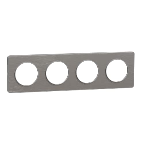 Plaque Aluminium brossé Odace Touch 4 postes horizontal vertical 71mm