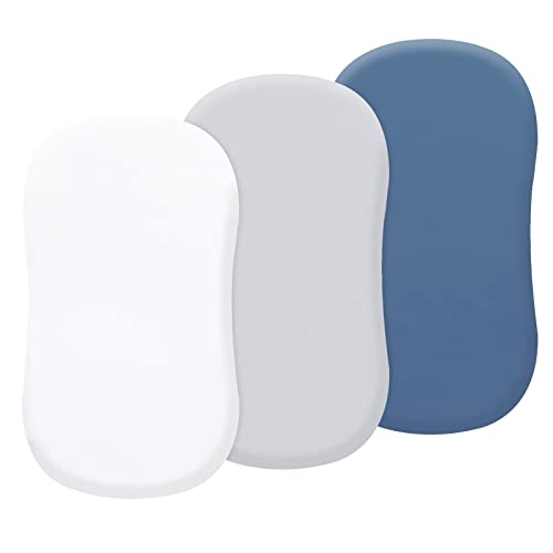 Image of David's Kids 3 Pack Bassinet Sheets, Ultra Soft Breathable Cradle Sheets for Boys Girls Neutral,Univeral Fit for Most Cradle and Bassinet Mattress, White & Light Grey & Navy Blue