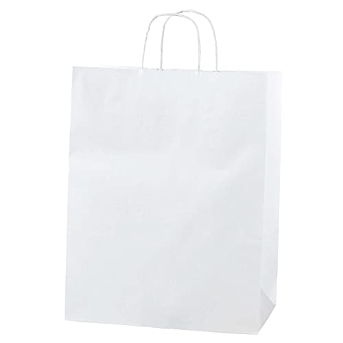 مجموعة اكياس كرافت مع مقبض ملتوي 28*22*12 سم، اكياس ورقية للحفلات، مجموعة اكياس كرافت ورقية للحفلات وهدايا عيد الميلاد وللعروس واحتفالات وهدايا الحفلات - 50 قطع