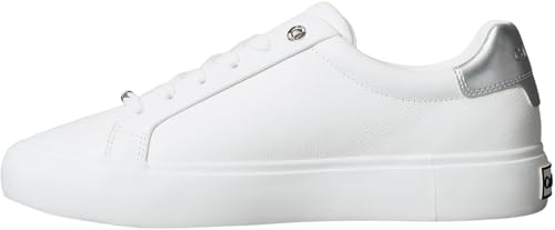 Calvin Klein Damen Cupsole Sneaker Lace Up aus Leder, Weiß (Bright White/Silver), 37