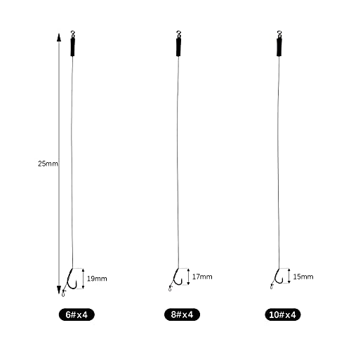 suaywo 12 Stück 6#/8#/10# Schnur Angelhaken Boilie Rig Karpfen Vorfach Geflochtene Haken zum Karpfen Vorfachtakelung… – Bild 7