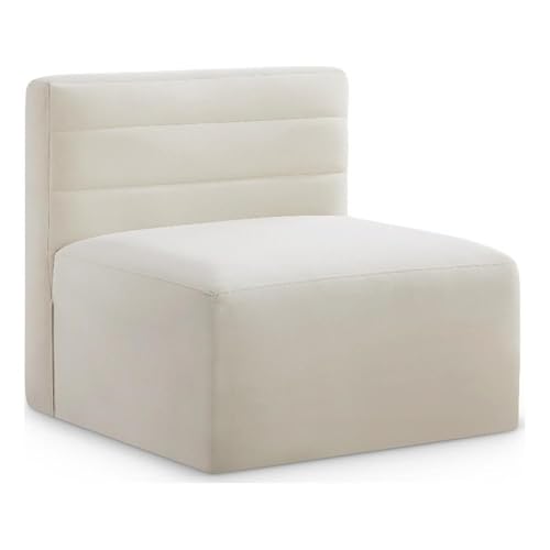 Sillón Modular Terciopelo Crema Sin Brazos