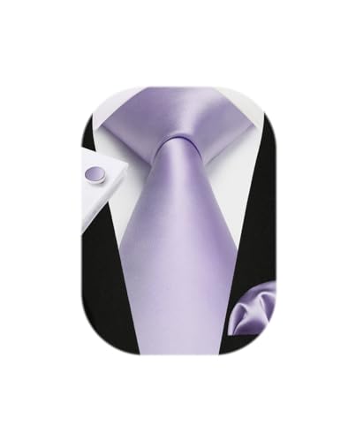 Enlision Krawatte Violett Hochzeit Krawatten für Herren Krawatte mit Einstecktuch und Manschettenknöpfe Set Seide Schlips Herren Lila Elegant Business