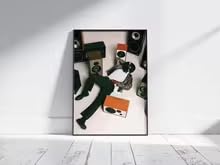 BMGKYAGL Decorazione murale a tema musica retrò – Poster con cuffie in vinile – Stampa estetica urbana – Uomo nero con altoparlanti (40x60 cm/Cornice interna)