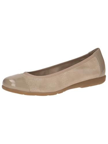 Caprice Ballerines Femme en Cuir Verni, Beige (Sand Comb), 40 EU