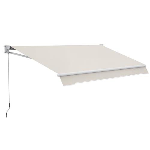 Outsunny Store banne Manuel rétractable 200 x 250 cm Store Exterieur terrasse avec manivelle métallique, imperméable et Anti-UV, Aluminium et Polyester 280 g/m²,...