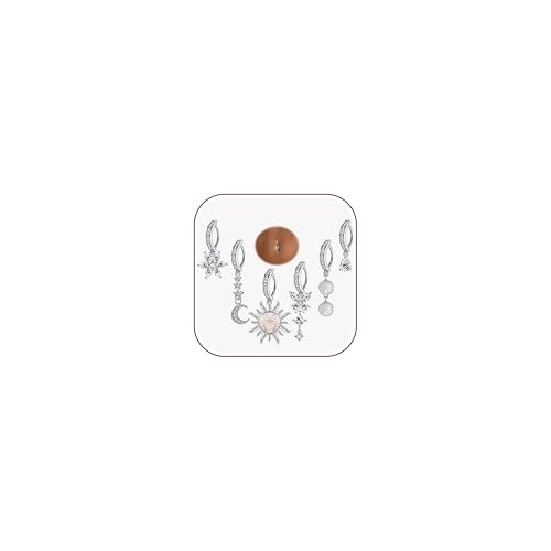 JOERICA 6 Pcs 14G Clicker Belly Button Ring for Women 316L Surgical Steel Butterfly Snake Evil Eye Heart CZ Opal Dangle Belly Button Rings Simple Reverse Navel Rings Body Belly Piercing Jewelry S 1