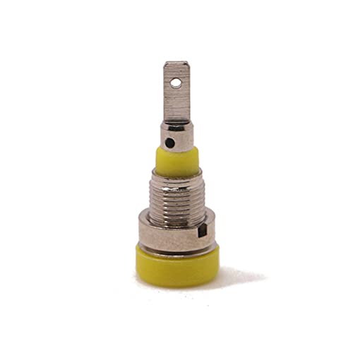 Replacement Part For Pure Copper Safety 2mm Banana Socket Panel Mount Jack Connet To 2.8mm Male Faston Or Solder (20 Pcs Per Package) - (Color: Yellow)