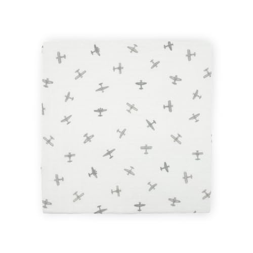 Image of Little Unicorn Muslin Swaddle Blanket for Newborns & Infants | Soft & Breathable Fabric | Baby Blanket for Swaddling, Nursing, Shower Gifts (Pewter Planes)
