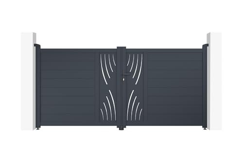 Casanoov Portail battant 3m VELETA H.140cm aluminium gris
