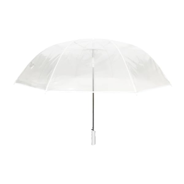 SMATI Großer Regenschirm Golf Transparent - Solide; Durchmesser= 124cm; Automatische Öffnung; Gemischter Regenschirm; Für 2 Personen; Ideal für Hochzeiten; Gesäumte Farbe WEISS.