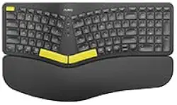 Nulea Teclado ergonômico RT05C com fio, teclado dividido com descanso de pulso acolchoado, pernas inclinadas ajustáveis, Plug and Play, cabo USB, compatível com Windows/Mac