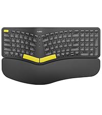Nulea Teclado ergonômico RT05C com fio, teclado dividido com descanso de pulso acolchoado, pernas inclinadas ajustáveis, Plug and Play, cabo USB, compatível com Windows/Mac