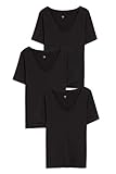 Ausschnitt: V-Ausschnitt C&A Damen Unifarben T-Shirt V-Ausschnitt 3er Pack Multipack schwarz S