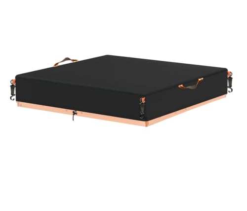Image of Sandbox Cover, Waterproof Square Sandbox Cover for Sand Prevention, Equipped with Handle, Hook, Bottom Pull Rope Suitable for Children's Outdoor Large Sandbox Cover (Black, 50 inch Lx50 inch Wx8 inch H)
