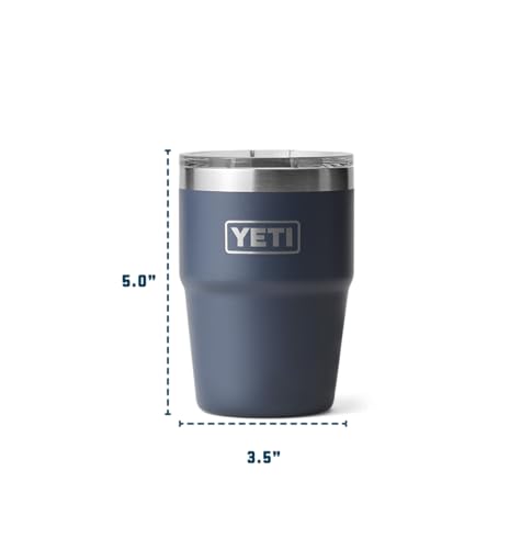 YETI Rambler Cup, Vacuum Insulated Stainless Steel Stackable Cup with Magslider Lid, Black, 16 oz (473 ml)