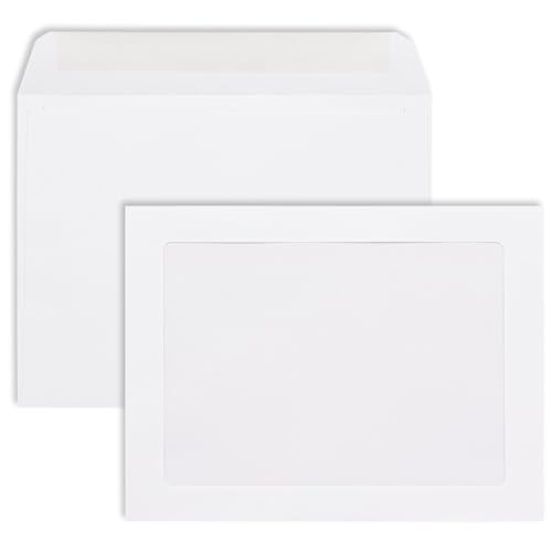 EnDoc 9x12 Full Face Window Envelopes - 28lb Paper. Bright White 9 x 12 Inches Envelope, With a nice Clear Full window - 50 Pack