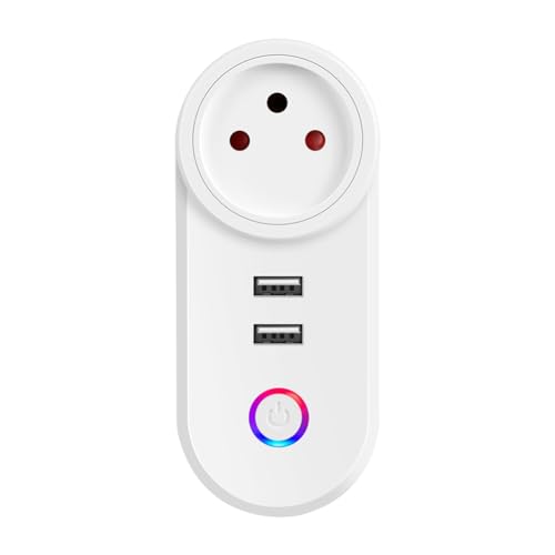 Yarryuter Enchufe de Israel Tuya Smart Home 16A WiFi Enchufe Inteligente de Corriente de Carga USB Temporización Control de Voz para