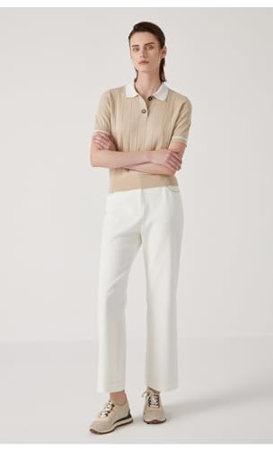 Knit Polo Sweater, Linen Blend Short Sleeve, Ribbed Pattern, Button Detail, BC1150 (US, Alpha, Large, Regular, Regular, Khaki)4