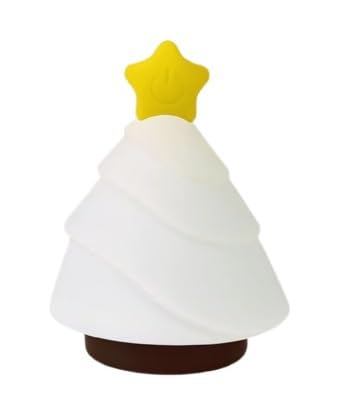 Omana Christmas Tree Night Light Cute Santa Silicone LED Bedside Touch Lamp Rechargeable Dimmable Breastfeeding Tap RGB Kids Children Bedroom (SiliconeTreeW) โ image 1