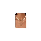 LOLIAS Collares Chapados Oro 14 Quilates para Mujer Collar Capas Collar con Colgante Corazón Collares Cadena Serpiente Oro Rosa/Conjunto Joyas para Mujer Chapadas Plata