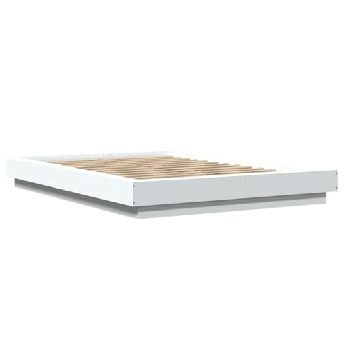 vidaXL Bed frame with LED lighting processed wood white 140x190cm