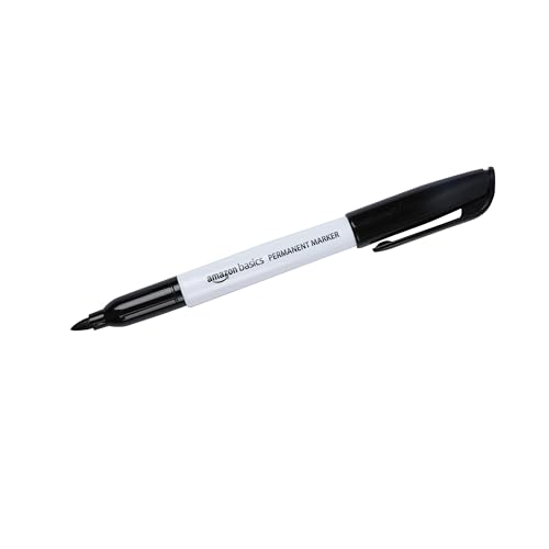 Image of Amazon Basics Fine Tip Point Permanent Markers for Office, School, and Home Use, Black, 4 Pack