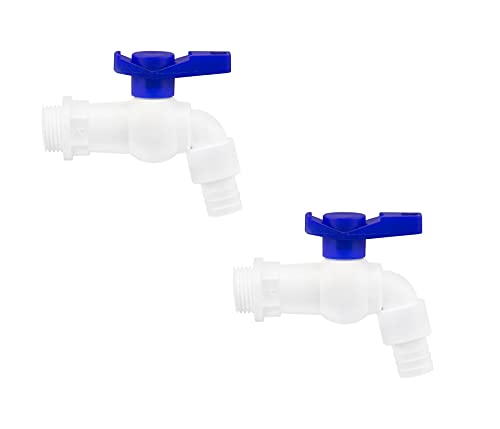 Image of BATH GURU Heavy Duty PVC White Nozzle Bib Cock Tap for Bathroom Kitchen & Garden (Pack of 2), Unfinished