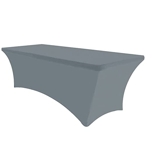 Eurmax Usa Rectangular Fitted Spandex Table Covers 5Ft Tablecloth Wedding Event Patio Table Decorations Stretch Table Cover For 5Ft Folding Table (Silver Gray) #TOP22